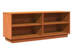 Mueble zapatero madera maciza de pino marrón cera 110x34x45 cm ES783302