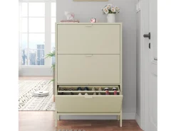 Mueble zapatero MARION 3 puertas metal blanco