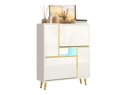 Mueble zapatero moderno con LED - Blanco Brillante - Elegante y Práctico