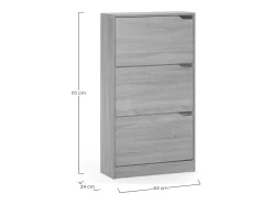 Mueble Zapatero Ángel 3 Puertas Color Roble, para 18 Pares