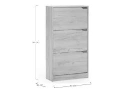 Mueble Zapatero Ángel 3 Puertas Color Roble Claro, para 18 Pares