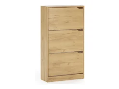 Mueble Zapatero Ángel 3 Puertas Color Roble Claro, para 18 Pares