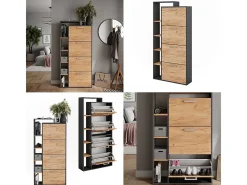 Mueble zapatero oro power roble/antracita 80x24.2x166.1 orlando