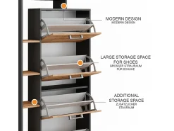 Mueble zapatero oro power roble/antracita 80x24.2x166.1 orlando