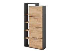 Mueble zapatero oro power roble/antracita 80x24.2x166.1 orlando