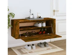 Mueble zapatero pared contrachapada roble ahumado 100x35x38 cm ES197125