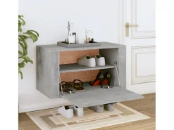 Mueble zapatero pared contrachapada gris hormigón 70x35x38 cm ES406516