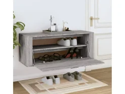 Mueble zapatero pared contrachapada gris Sonoma 100x35x38 cm ES736954