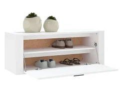 Mueble zapatero pared madera contrachapada blanco 100x35x38 cm ES753643