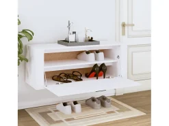 Mueble zapatero pared madera contrachapada blanco 100x35x38 cm ES753643