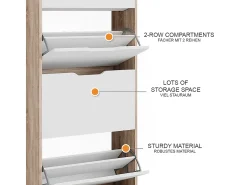 Mueble zapatero sonoma/blanco 59x22x137 luca