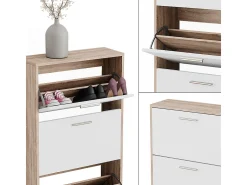 Mueble zapatero sonoma/blanco 59x22x137 gizmo