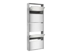Mueble zapatero y espejo 5 niveles gris hormigón 63x17x169,5 cm ES309503