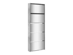 Mueble zapatero y espejo 5 niveles gris hormigón 63x17x169,5 cm ES309503