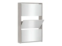 Mueble zapatero y espejo 3 niveles gris hormigón 63x17x102,5 cm ES458015