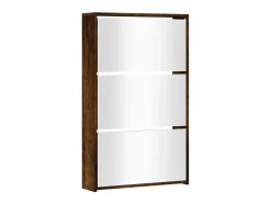 Mueble zapatero y espejo 3 niveles roble ahumado 63x17x102,5 cm ES234441