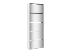 Mueble zapatero y espejo 5 niveles blanco brillo 63x17x169,5 cm ES620717