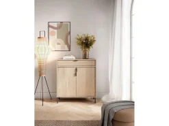 Mueble zapatero/armario - A89cm x L90cm x P29cm roble claro - Alice