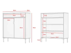 Mueble zapatero/armario - A89cm x L90cm x P29cm roble claro - Alice
