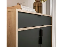 Mueble zapatero/armario - A89cm x L90cm x P29cm roble claro puertas gris grafito - Alice