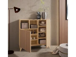 Mueble zapatero/armario - A87cm x L90cm x P27cm roble dorado puertas impresión vallado - Moss