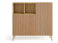 Mueble zapatero/armario - A87cm x L90cm x P27cm roble dorado puertas impresión vallado - Moss