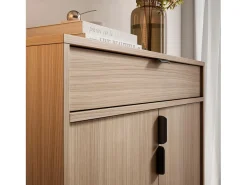 Mueble zapatero/armario - A89cm x L90cm x P29cm nogal claro - Alice