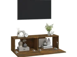 Muebles de pared de TV 2 uds madera roble ahumado 100x30x30 cm ES44995