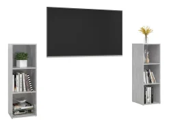 Muebles de salón 2 piezas madera ingeniería gris hormigón