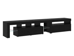 Muebles de TV 2 pcs con luces LED de roble negro y madera elaborada