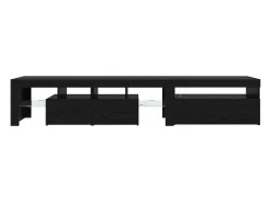 Muebles de TV 2 pcs con luces LED de roble negro y madera elaborada
