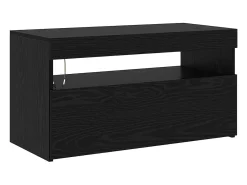 Muebles de TV 2 pcs con luces LED de roble negro y madera elaborada