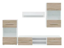 Muebles de TV 5 piezas con iluminación LED roble sonoma