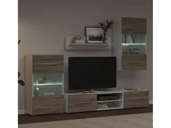 Muebles de TV 5 piezas con iluminación LED roble sonoma
