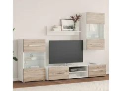 Muebles de TV 5 piezas con iluminación LED roble sonoma