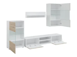 Muebles de TV 5 piezas con iluminación LED roble sonoma