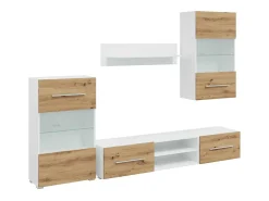 Muebles de TV 5 piezas con iluminación LED roble artesanal