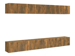 Muebles de TV 8 piezas madera color roble ahumado 60x30x30 cm