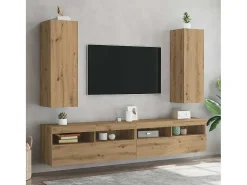 Muebles de TV 2 uds madera roble artisan 30,5x30x90 cm