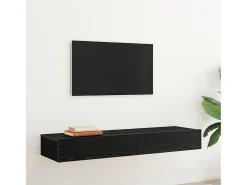 Muebles de TV con luces LED (2 unidades), roble negro, 60 x 35 x 15,5 cm