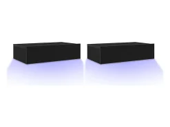 Muebles de TV con luces LED (2 unidades), roble negro, 60 x 35 x 15,5 cm