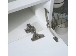 Muebles de TV de ángulo moderno con luz LED, banco moderno de TV blanco blanco, 9 compartimentos, muebles de sala de estar 100x40x68cm