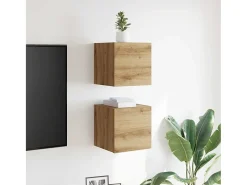 Muebles de TV de pared de 2 piezas, roble artesanal, 30,5x30x30 cm