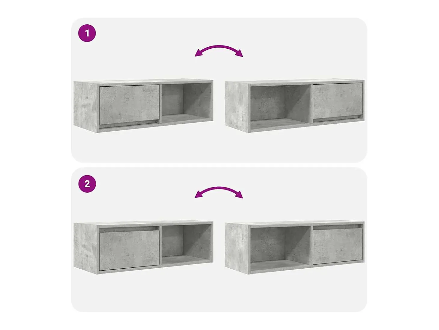 Muebles de TV 2uds madera ingeniería gris hormigón 80x31x25,5cm