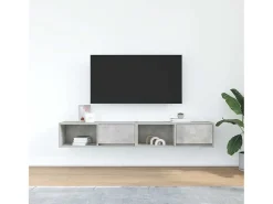 Muebles de TV 2uds madera ingeniería gris hormigón 80x31x25,5cm