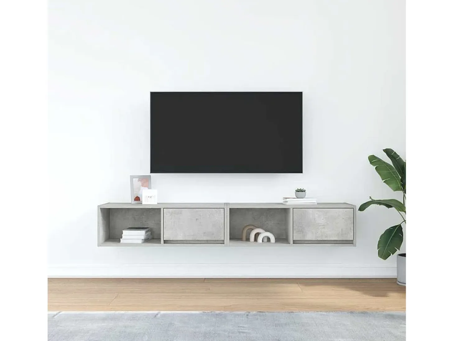 Muebles de TV 2uds madera ingeniería gris hormigón 80x31x25,5cm