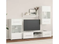Muebles para TV 5 piezas con iluminación LED blanco mate