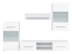 Muebles para TV 5 piezas con iluminación LED blanco mate