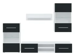 Muebles para TV 5 piezas con iluminación LED índigo mate