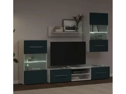 Muebles para TV 5 piezas con iluminación LED índigo mate
